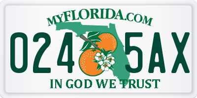 FL license plate 0245AX