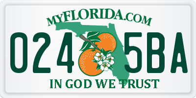 FL license plate 0245BA