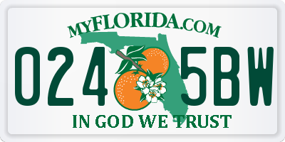 FL license plate 0245BW