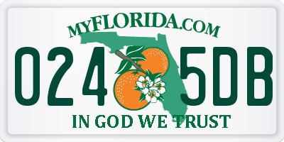FL license plate 0245DB