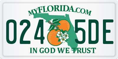 FL license plate 0245DE