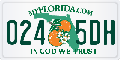 FL license plate 0245DH