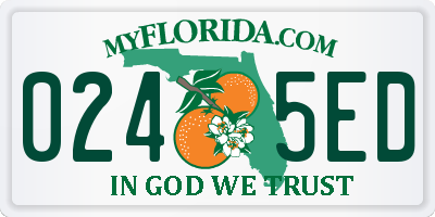 FL license plate 0245ED