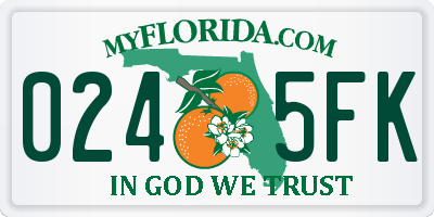 FL license plate 0245FK