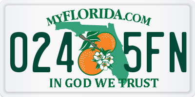 FL license plate 0245FN