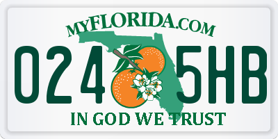 FL license plate 0245HB