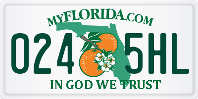 FL license plate 0245HL