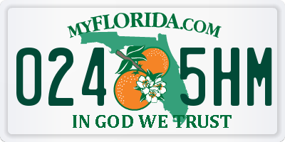 FL license plate 0245HM