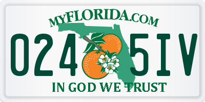 FL license plate 0245IV