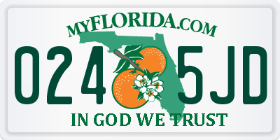 FL license plate 0245JD