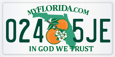 FL license plate 0245JE