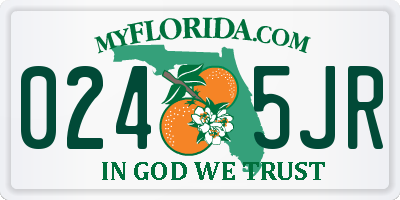 FL license plate 0245JR