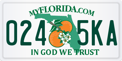 FL license plate 0245KA
