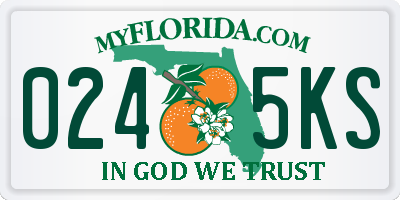 FL license plate 0245KS
