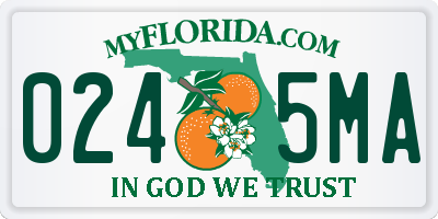 FL license plate 0245MA