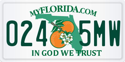 FL license plate 0245MW