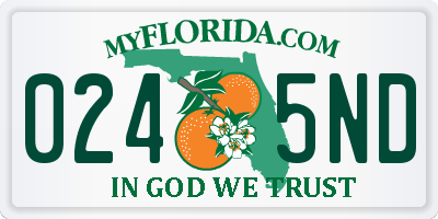 FL license plate 0245ND