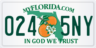 FL license plate 0245NY