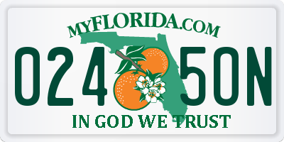 FL license plate 0245ON