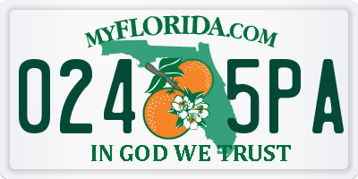 FL license plate 0245PA