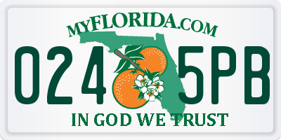 FL license plate 0245PB