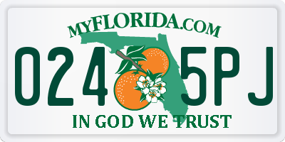 FL license plate 0245PJ
