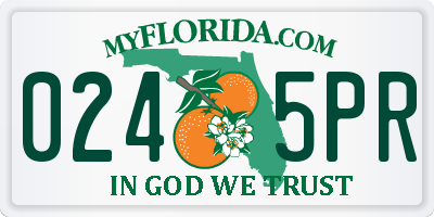 FL license plate 0245PR