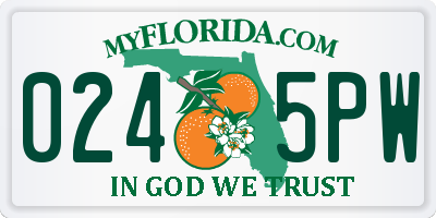 FL license plate 0245PW