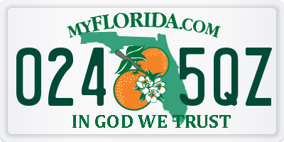 FL license plate 0245QZ