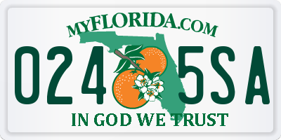 FL license plate 0245SA