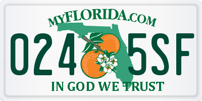 FL license plate 0245SF
