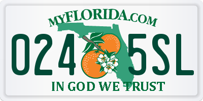FL license plate 0245SL
