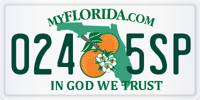 FL license plate 0245SP