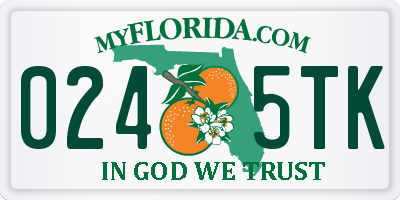 FL license plate 0245TK