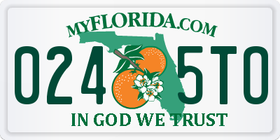 FL license plate 0245TO