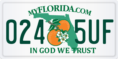 FL license plate 0245UF