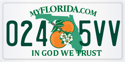 FL license plate 0245VV