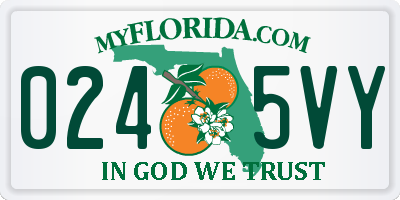 FL license plate 0245VY