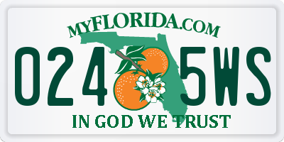 FL license plate 0245WS