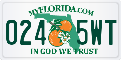 FL license plate 0245WT