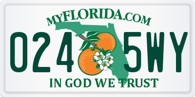 FL license plate 0245WY