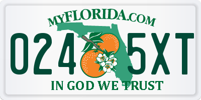 FL license plate 0245XT