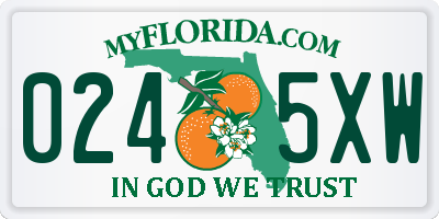 FL license plate 0245XW