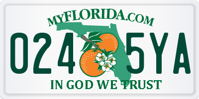 FL license plate 0245YA