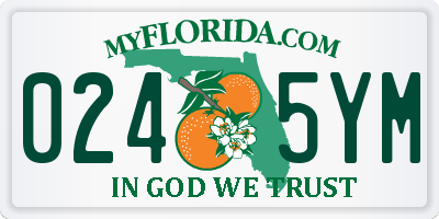 FL license plate 0245YM