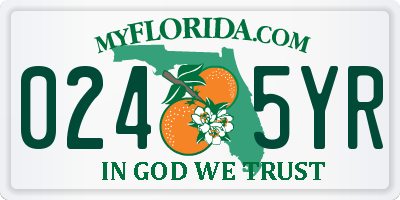 FL license plate 0245YR