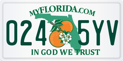 FL license plate 0245YV