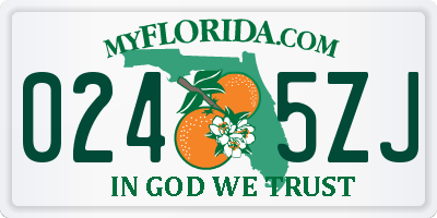 FL license plate 0245ZJ