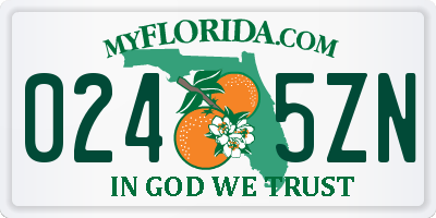FL license plate 0245ZN