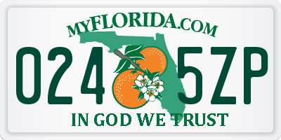 FL license plate 0245ZP